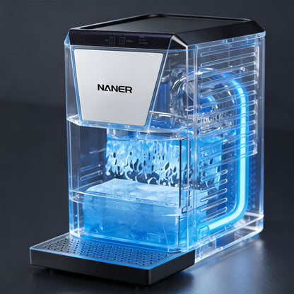 Naner 2" Clear Ice Ball Maker with IcyGem Technology,2 pcs in 50 Mins,60 pcs/Day,Sphere Ice Maker,Self-Cleaning,with Ice Tong for Bar Whiskey & Bourbon
