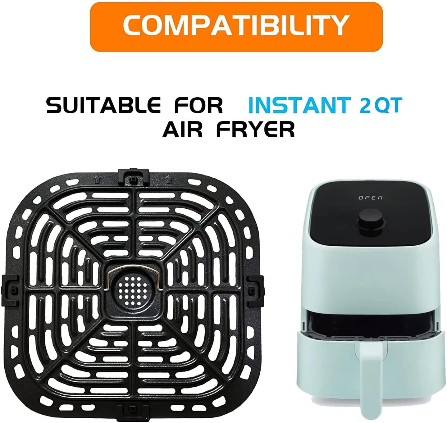 Air Fryer Grill Pan for Instants Vortex 2QT Mini Air Fryer Oven, Nonstick Crisper Plate with Rubber Tabs