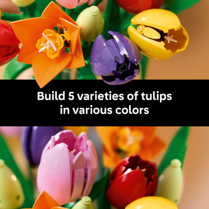 LEGO Botanicals Tulip Bouquet Building Set for Adults - Gift for Birthdays - Bedroom, Book Shelf & Office Decor for Women & Men, Ages 18+ - Artificial Flowers Crafting Kit - 11501