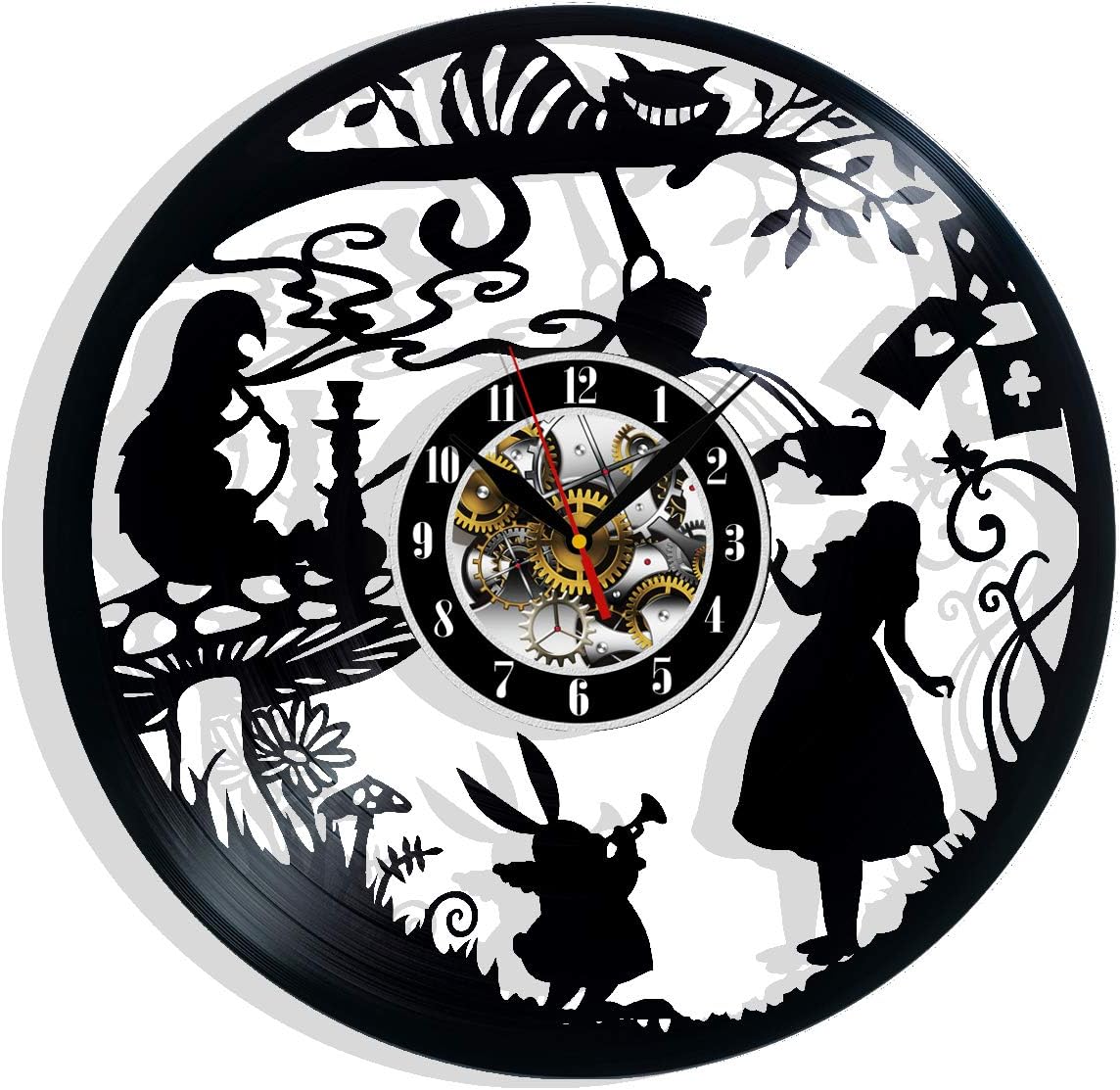 Vinyl Revolt Vinyl Record Wall Clock Compatible with Alice in Wonderland 12 in Black Gift Ideas.