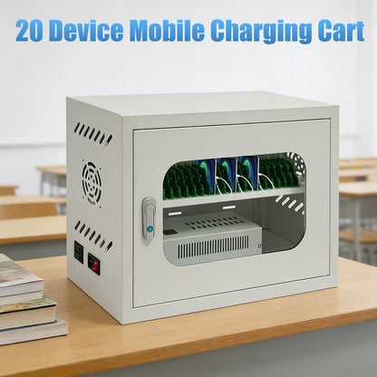 ChronosGear 20 Devices Mobile Phone Storage Cabinet, 200w Secure and Convenient Locking Charging Station, Cellphone Locker with Individual Ac Outlets for Schools, Governments, Factories (White-1)