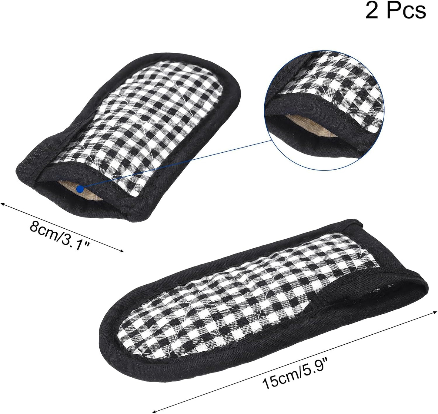 uxcell 2Pcs Pot Handle Covers, Heat Resistant Sleeve for Iron Skillet, Kitchen Baking Cooking Supplies, Black White
