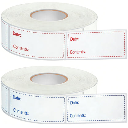 1000pcs Food Labels, AIMEIKI 1 x 3 Inch Removable Date Stickers Freezer Labels for Food Containers, Easy to Write-On & No Residue (2 Rolls)