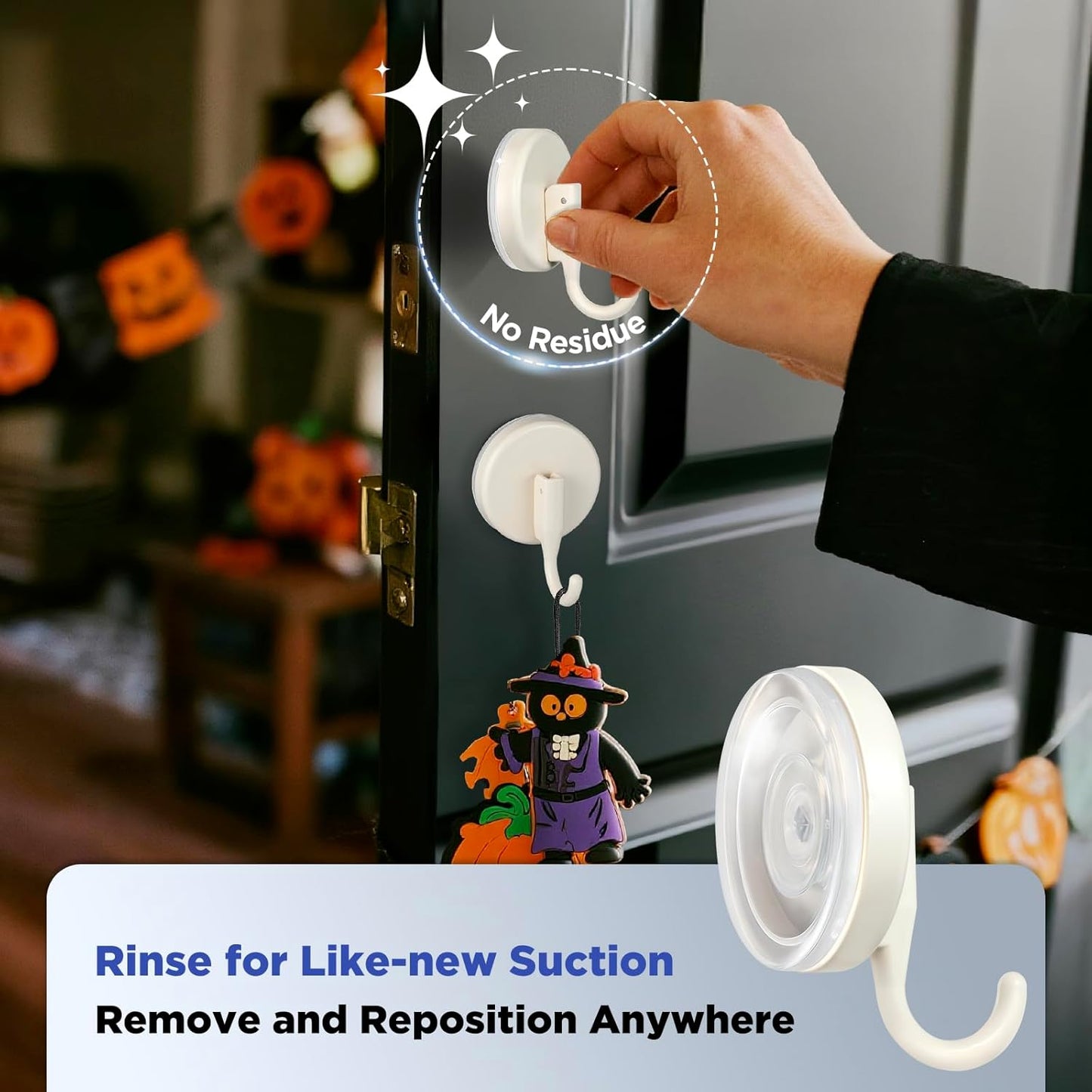 OUTXE Wreath Hanger - Upgraded Suction Cup Hook for Front Door & Windows | 4-Pack (White)