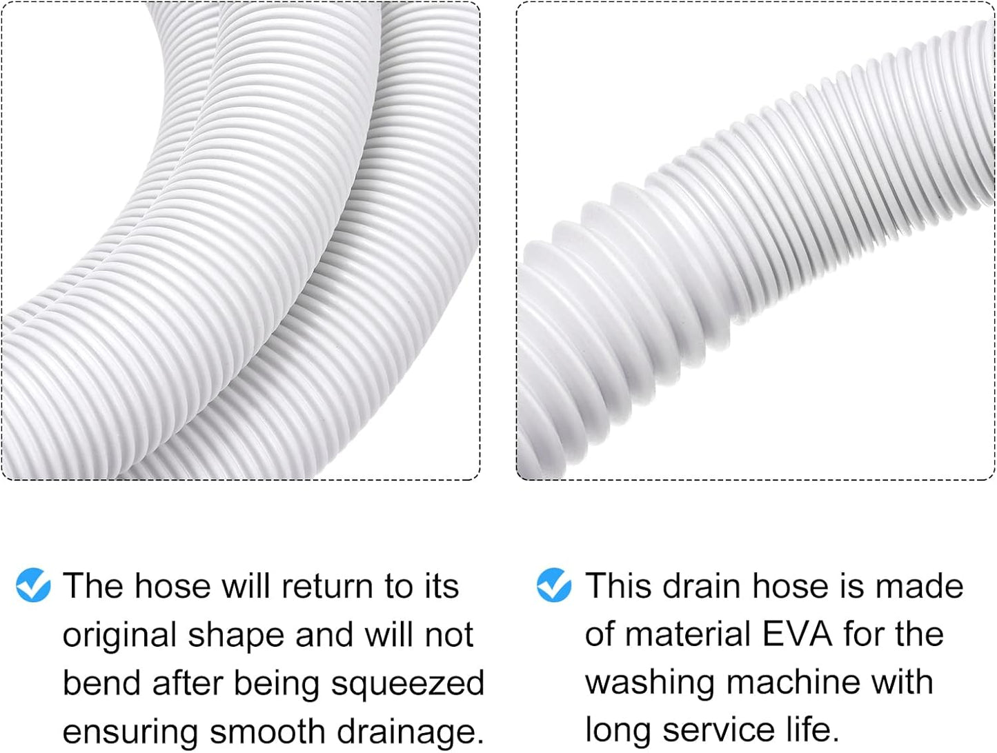 PATIKIL Universal Washing Machine Drain Hose Extension Kit 4.92ft White with Clamp and U-Bend Hose Holder