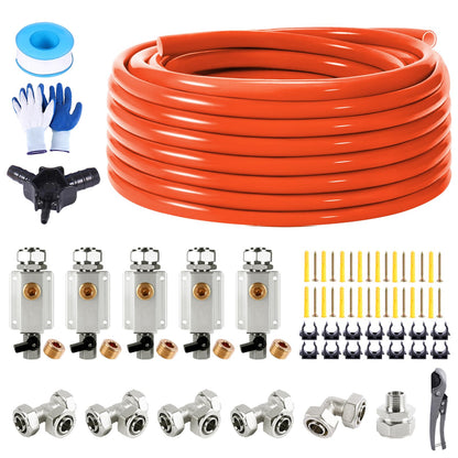 Shop Air Line Kit 3/4" × 100'&200'&300' HDPE-Aluminum-HDPE Air Tubing, Compressed Air Line Kit for Air Compressor Accessories, Leak Proof& Easy to Install Air Compressor Kit