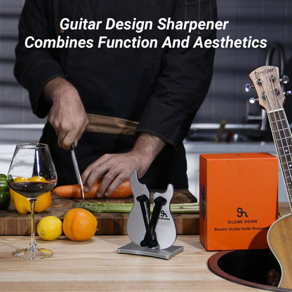 GLOBEHOME Professional Knife Sharpener for Kitchen, 3-Action Blade Sharpener with Tungsten Carbide, Auto Adjustable Brushed Stainless Steel Manual Sharpener for Serrated, Beveled, Standard Blades