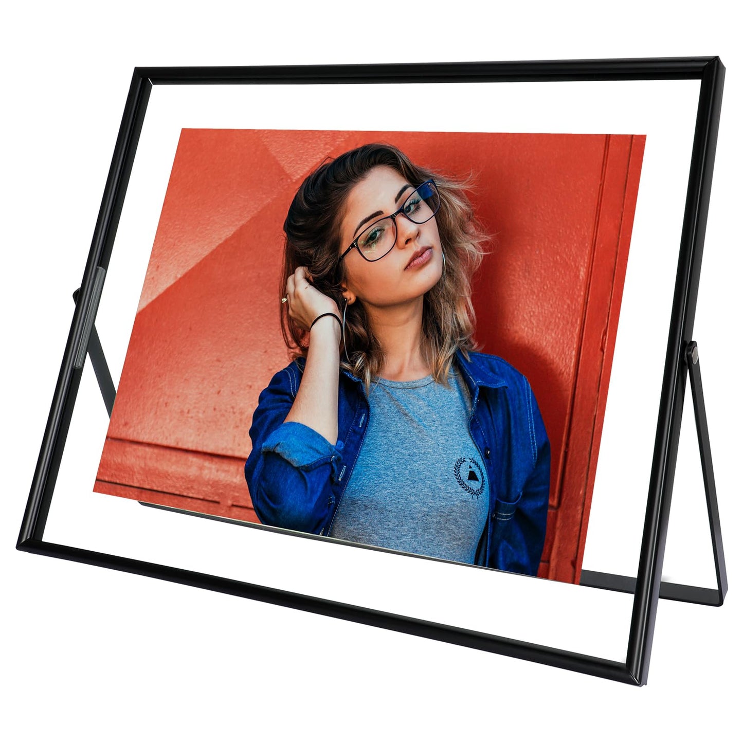 AhaGo Black Floating Frame, 8“x10”,Horizontal, For Picture 7x9, 6x8, 5x7, Tabletop Shelf Photo Frame, Classy For Father, Mother or Kids, For Wedding or Birthday