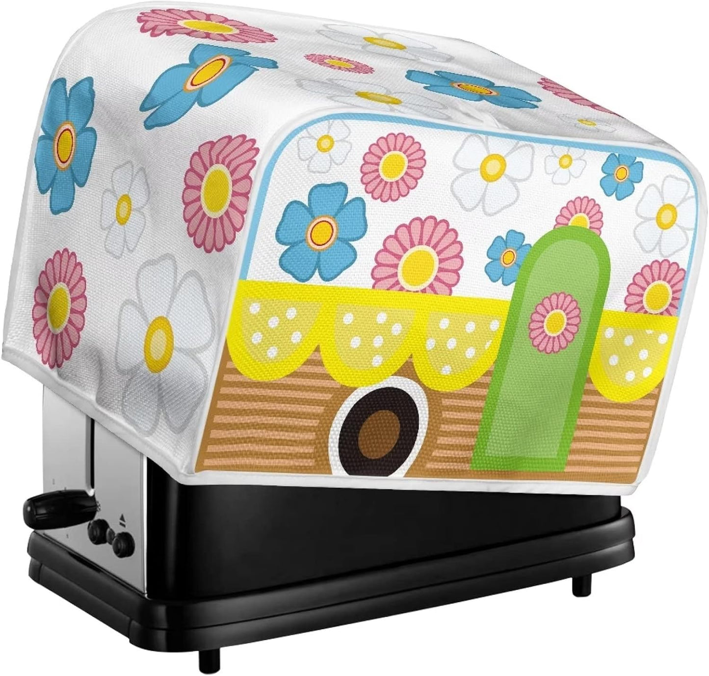 chaqlin Toaster Oven Cover - 4 Slice Kitchen Beauty Appliances Cover with Cute Stripe Flower Print