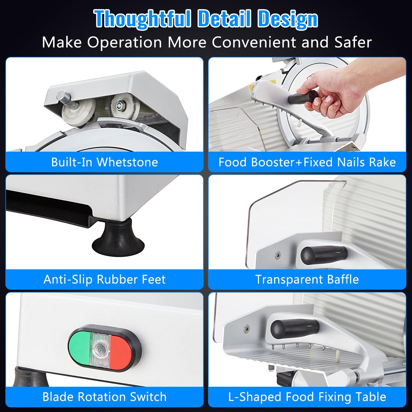 Commercial Meat Slicer, Electric Deli Slicing Machine,Electric Deli Slicing Machine with 12" Blade,Adjustable Thickness 0-15Mm, Low Noise Food Cutter for Restaurant and Home
