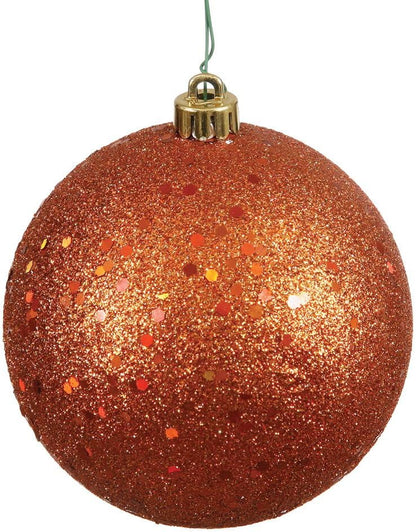 Vickerman 6" Burnished Orange Sequin Ball Ornament, 4 per Bag