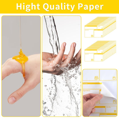 100pcs Labels for Freezer Bags Freezer Meal Labels with Instructions 3.2 X 5 inch Oil and Water Resistant Labels Food Labels for Freezer Storage for Leftovers in Fridge Removable Freezer (Yellow)