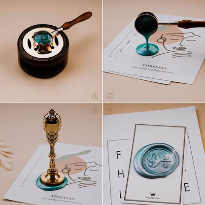 Ychostamp Wax Seal Stamp, Lotus Pond Sealing Wax Samp, Blooming Lotus with Lily Pads and Water Ripples, 3D Tranquil Nature Scene Seal
