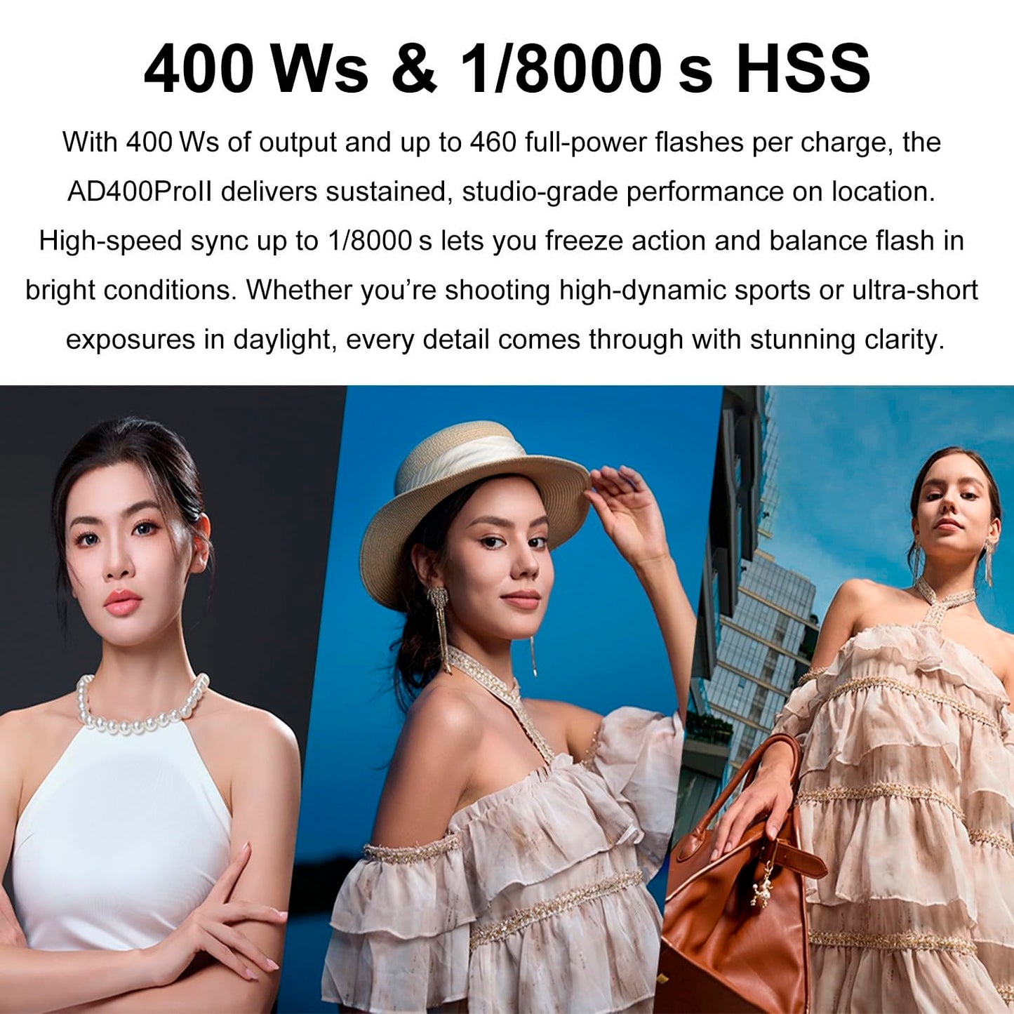GODOX AD400 Pro II AD400Pro II AD400ProII 2.4G TTL 1/8000 HSS 400Ws Outdoor Flash,21.6V/2600mAh Battery,0.01~1s Recycle,460 Full Power Flashes,for Canon Sony Nikon Fuji Olympus Panasonic Etc Cameras
