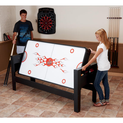 Fat Cat 3-in-1 6 Foot Flip Multi Game Table, Air Hockey Table, Pool Table, and Table Tennis Combo with 110V Motor, Includes Accessories