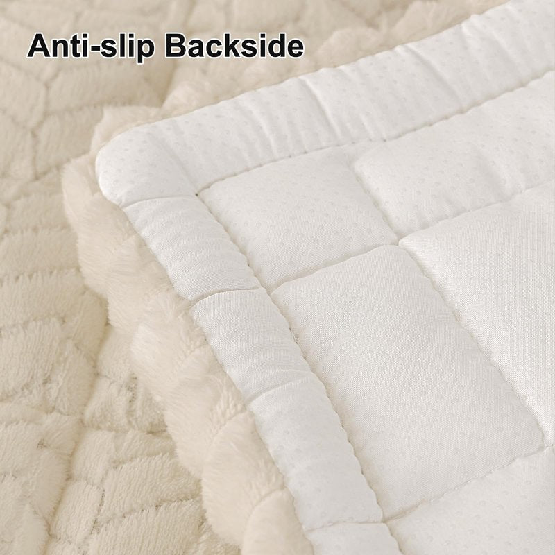 Smiry Non Slip Couch Covers for Dogs, Fuzzy Pet Couch Covers for 2-3 Cushion Sofa Pet Friendly, Soft Sofa Slipcovers Cushion Furniture Protector Washable (Beige, 27.6" x 59")