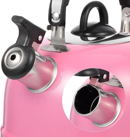 Lurrose Pink Teapot, Whistling Stainless Steel Tea Kettle for Home, Dorm, Apartment
