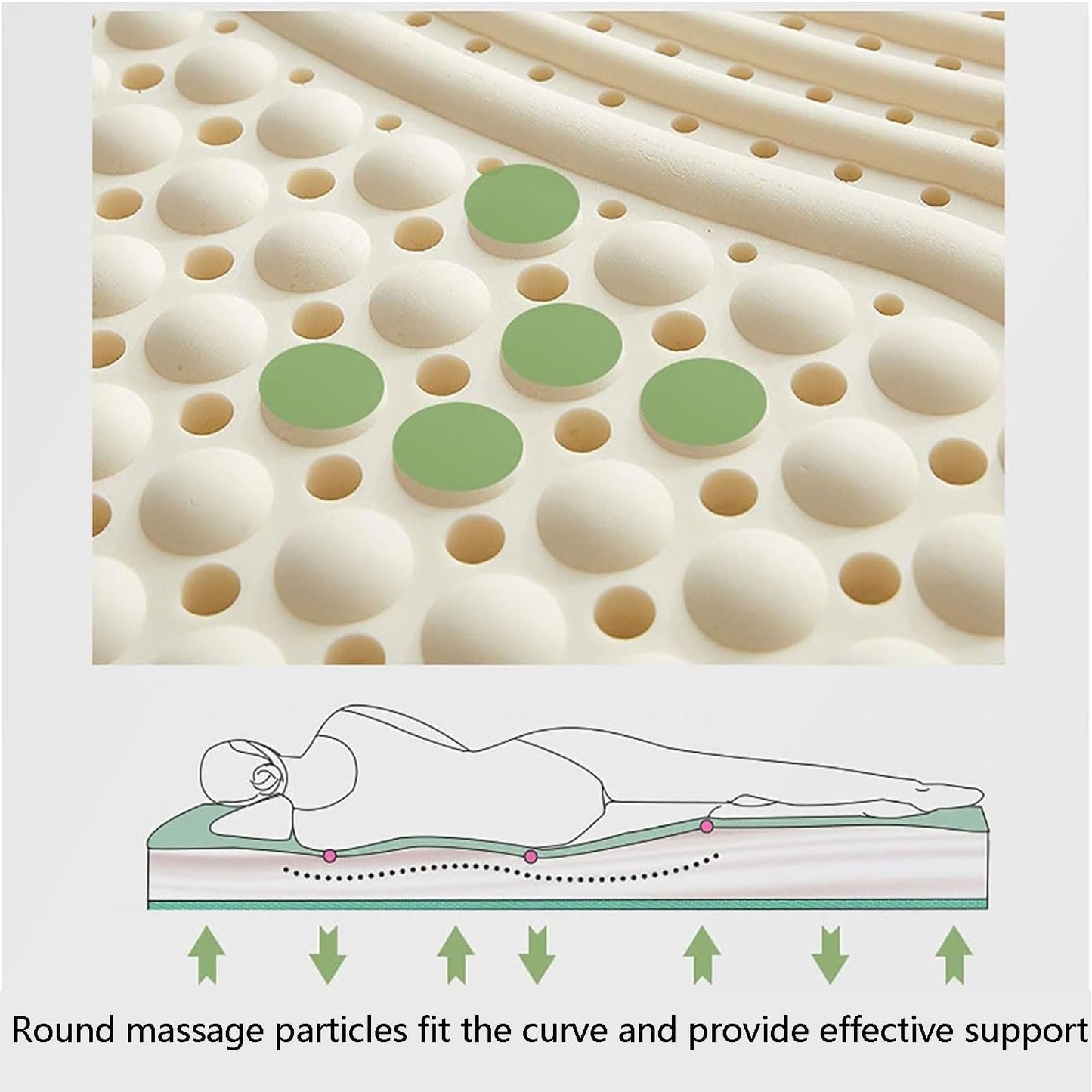 Natural Latex Mattress Topper - 3in Thick, Breathable & Comfortable Memory Foam, Ideal for 160×200cm (63×79in) Beds, Premium Sleep Solution for All Sleepers