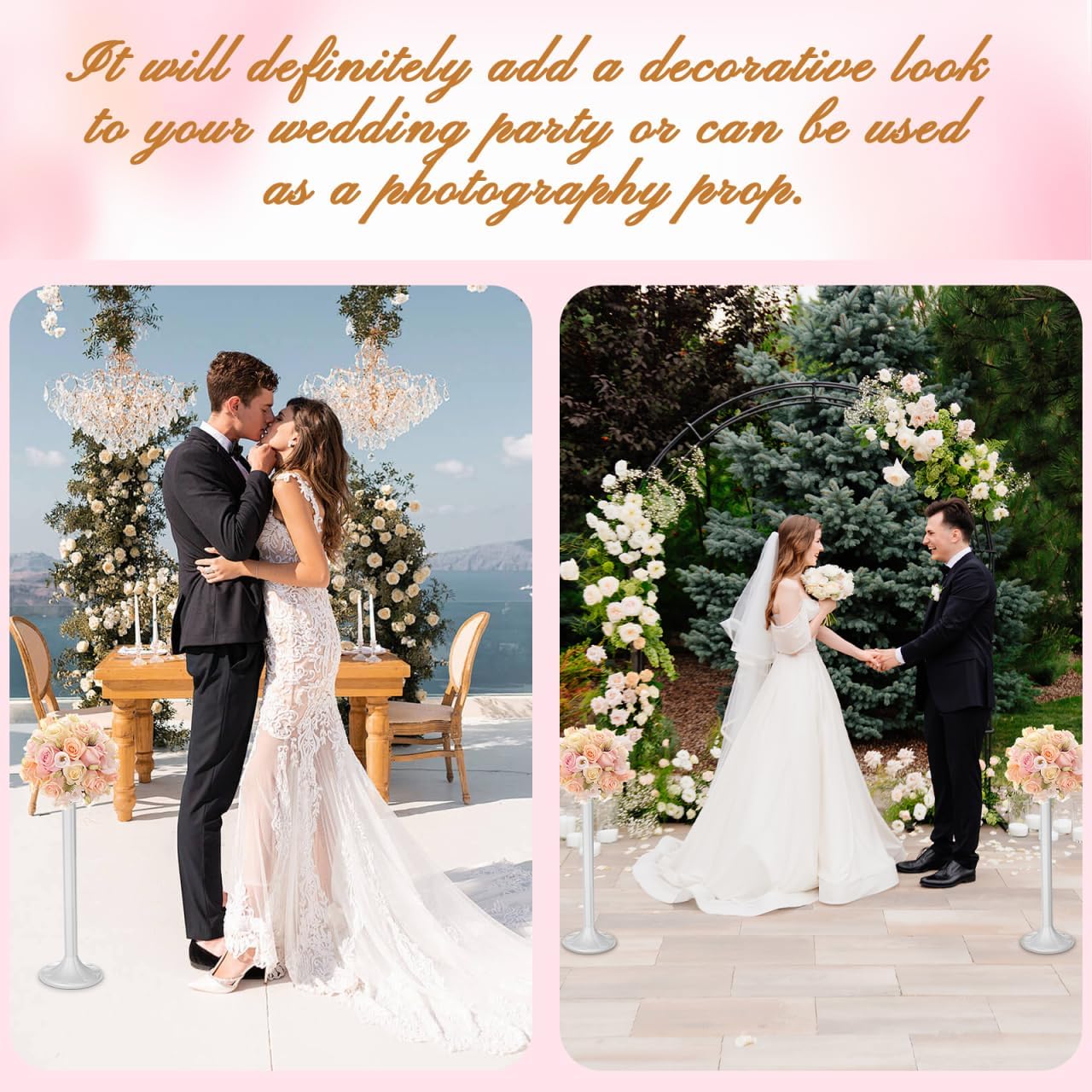 2 19.7 Inch Abaodam Pcs Wedding Flower Stand Roman Pillar, White Decorative Columns for Road Lead, Flower Arrangement