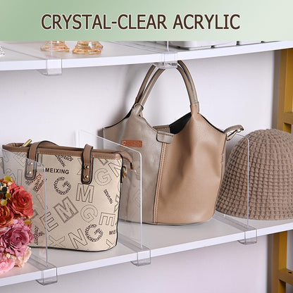 12Pcs Closet Closet Closet Closet (12Pack) Shelf Dividers for Organization, Purse Organizer Acrylic Shelf Dividers