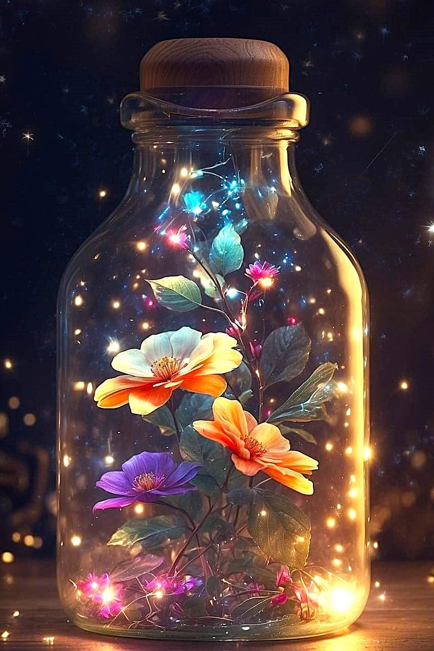 Picmondoo Diamond Painting - 40 x 60 cm, with Square Resin Stones, AB Stones, Rhinestones & Metallic Colours - DIY Artwork for Adults and Children (Luminous Flower Magic)