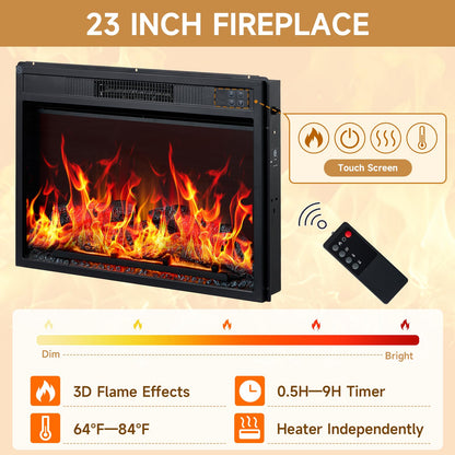 ROCKPOINT 58" Fireplace TV Stand for TV up to 65 Inch with Farmhouse Tall Sliding Barn Doors, Entertainment Center with Storage Cabinet, 23" Electric Fireplace with Remote, White