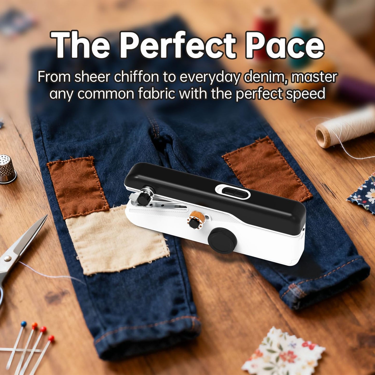 SwiftStitch Pro 3 Handheld Sewing Machine, 2-Speed Portable Mini Sewing Kit with Storage Case, Dual Power Mode, sewing machine for beginners, Easy Beginner Mending for Home, Travel