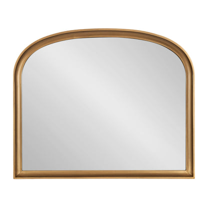 Kate and Laurel Hatherleigh Modern Arched Wooden Wall Mirror, 34 x 28, Gold, Decorative Wood Basket Arch Mirror for Use as Vanity Bathroom Accent or Living Room Mantel Decor