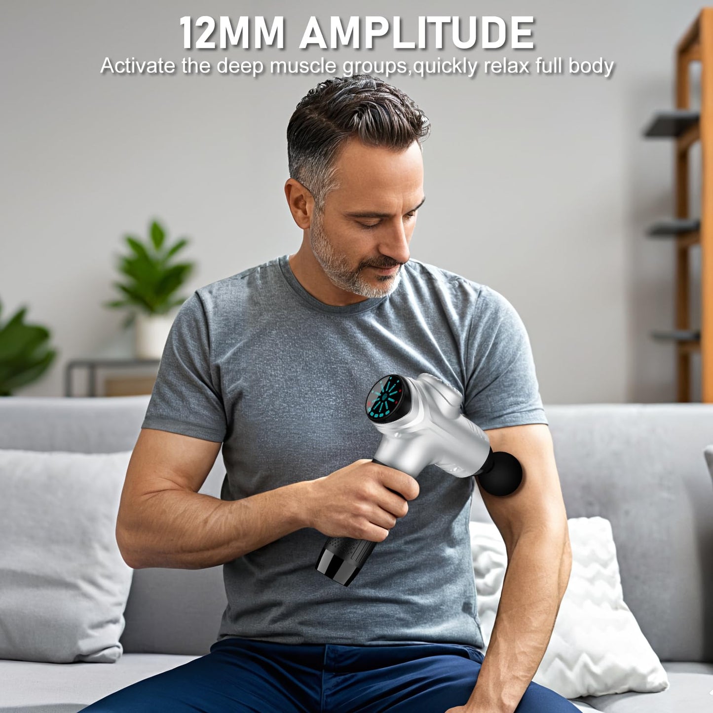 RAEMAO Massage Gun, Handheld Electric Deep Tissue Muscle Massager for Athletes for Pain Relief Attaching 8 Replacement Heads, Percussion Massager with 10 Speeds, Father's Day Gifts, Carbon