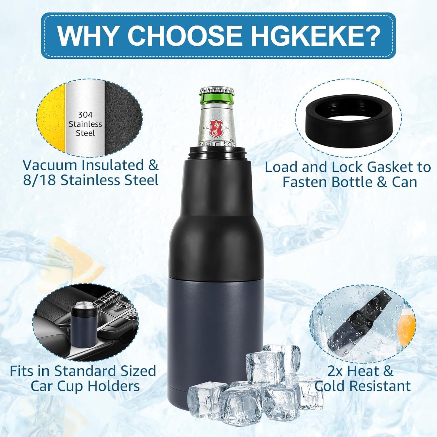 12Oz 3 1 Vacuum Insulated Double Walled Stainless Steel Beer Soda Bottle and Can Cooler with Beer Opener, in Slim Can