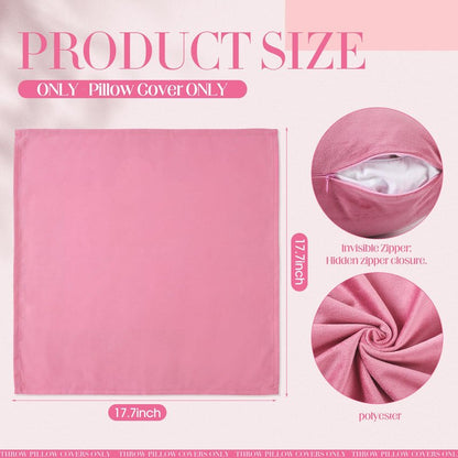 Yuntau Pink 8 Pcs Picnic Pillow Covers Only 18x18 Inch Boho Aesthetic Throw Cushion Cases Luxury Picnic for Summer Birthday Bachelorette Tea Party Brunch Beach Backyard Bed Sofa Decor