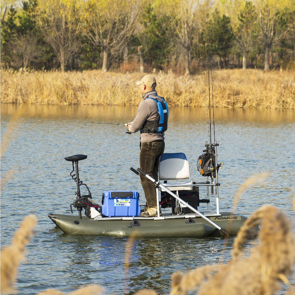 AQUOS Haswing CaymanT Transom Trolling Motor with Wireless Remote & Wireless Foot Control- 55 Lb. Thrust, 39 in. Shaft, Saltwater & Freshwater