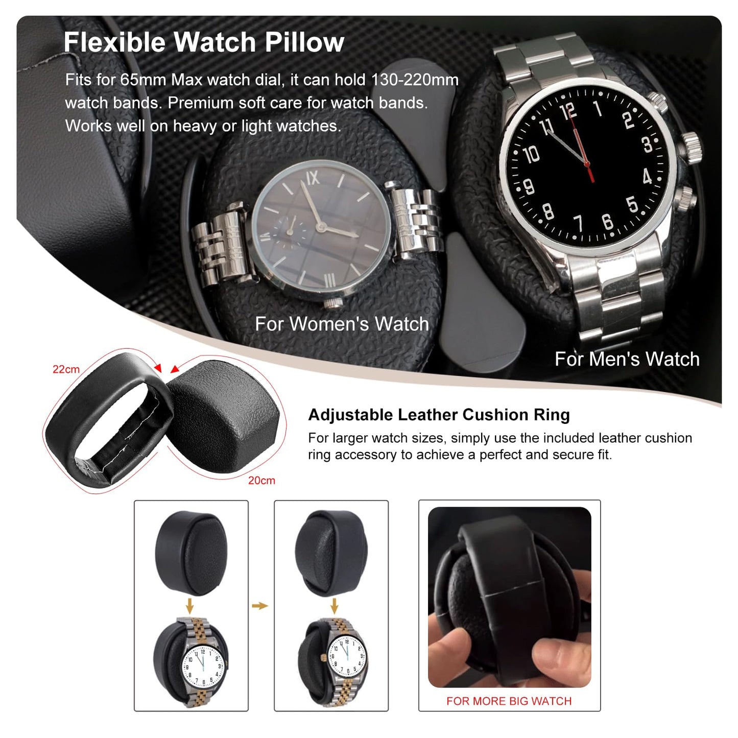 XTELARY Watch Winder for 6 Automatic Watches, Green Lockable Automatic Winders with Extra 6 Watch Storages, 4 Rotation Modes, Flexible Watch Pillows, Quiet Mabuchi Motor, and Blue Backlight