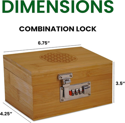 Miracles Bamboo Storage Box - Decorative Storage Box with Lid and Combo Lock - Bamboo Box with Accessories for Making Tea and Storing Herbs and Spices, Stronger Than the Wooden Box