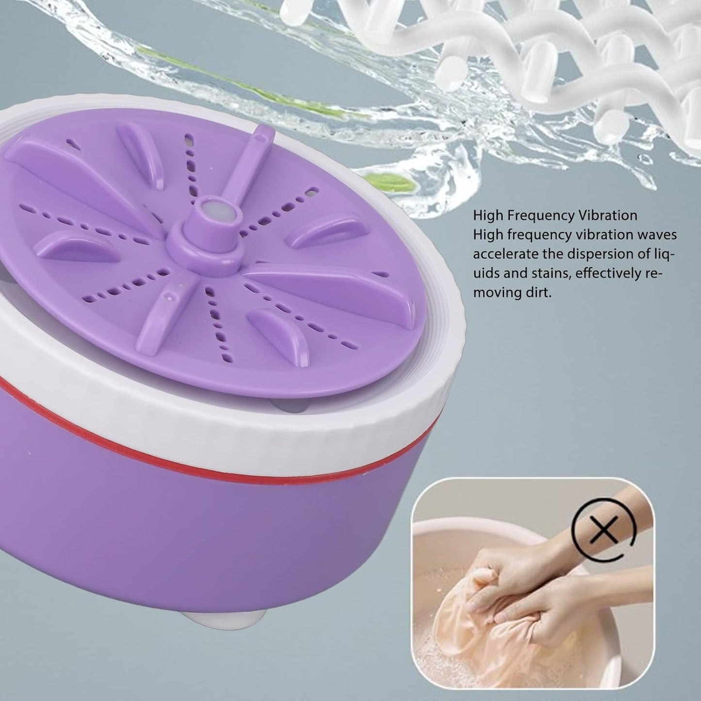 Mini Turbo Washing Machine - USB Portable Small Clothes Washer for Travel, Timed Adjustable Laundry for Underwear, Baby