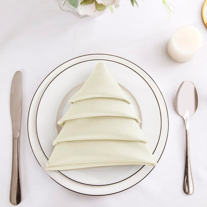 Bailarina Cloth Napkins Set of 120,17x17 inches Dinner Napkins Cloth Washable,Polyester Square Table Cloth Napkin Bulk with Hemmed Edges Ideal for Banquets, Parties and Weddings-Ivory
