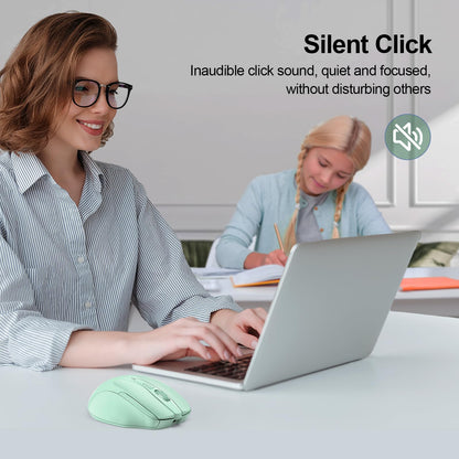 TECKNET Wireless Mouse (BT5.0/3.0 & 2.4G) Rechargeable 4800 DPI Silent USB A & Bluetooth Mouse 6 Buttons, Wide Compatibility - Grey