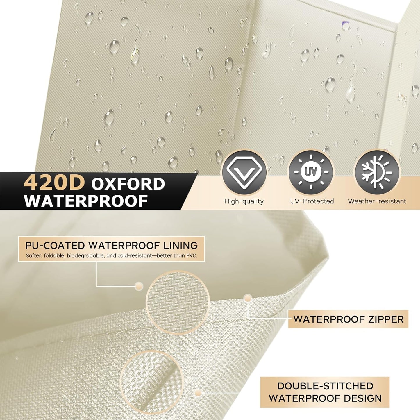 AIGOTSUKI 68" 30" 20" 1 Pack) Cushion Storage Bag Waterproof Outdoor Cushions Storage Bag L x W x H Large Patio