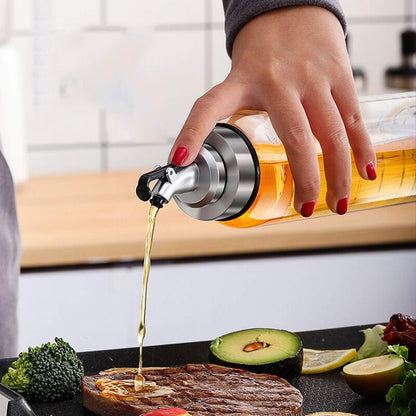 Olive Oil Dispenser Bottle, 10 Oz Liquid Condiment Container, Glass Decanter with Dripless Capped Spout and Degree Scale