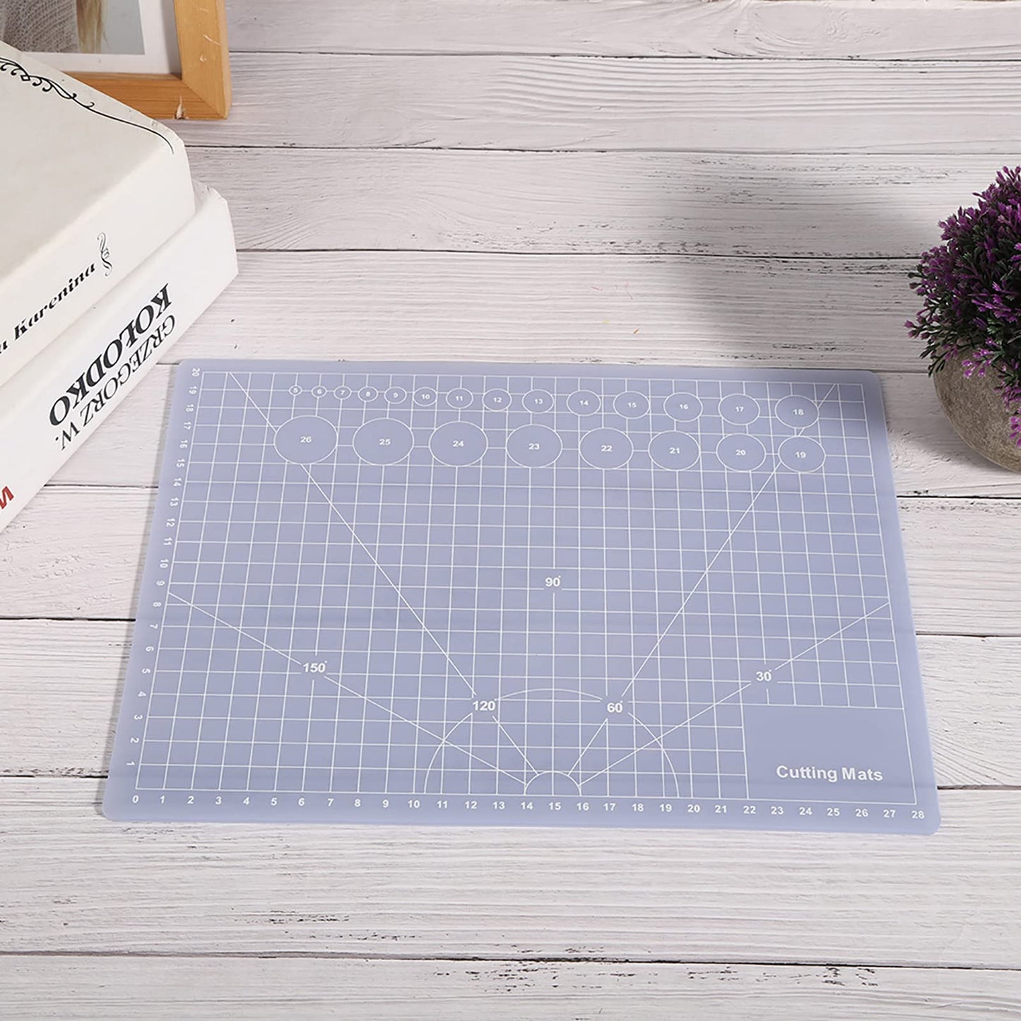 MUNEFE Translucent Cutting Mat, See Through Self Healing Cutting Mat, Non Slip Gridded Cutting Board for Writing, Painting, Paper Sculpture, Etc(A4 Translucent Cutting Board)