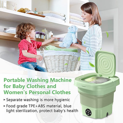 MacLehose Mini Portable Washing Machine, Mini Washer and Dryer Combo, 9L, Foldable for Baby Clothes, Underwear, Socks,