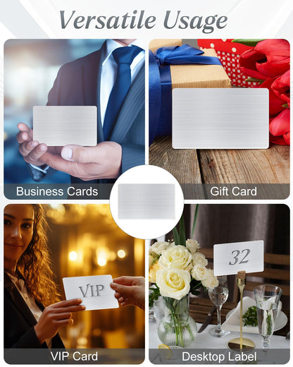 AOKLIT 30 pcs 304 Stainless Steel Metal Business Cards Blanks, 3.4 x 2.1 Inch Thickness 0.5 mm Metal Card Laser Engraving Steel Plates for Business House Customer DIY Gift