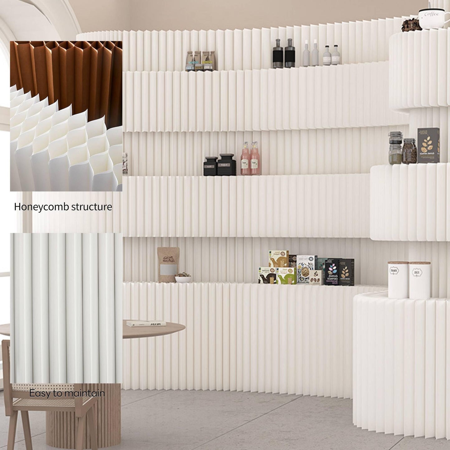 Folding Room Divider – Portable Paper Privacy Screen & Freestanding Wall Partition for Room Separation, Ideal for Home Office, Studio, Exhibition & Indoor Spaces