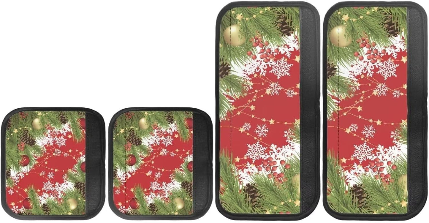 Christmas Print Refrigerator Door Handle Covers Set of 4, Washable Appliance Covers to Keep Kitchen Clean from Smudges