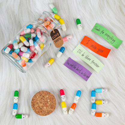 Message in a Bottle Capsule Letters - 101pcs Love Pills Gifts for Boyfriend, Girlfriend, Wife, Friends (Mixed Color)