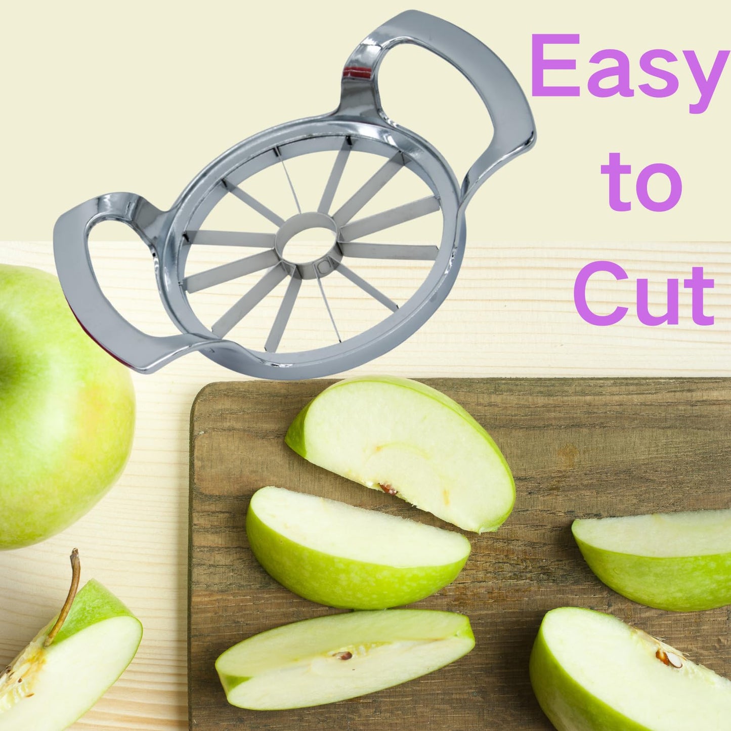 Stainless Steel Apple Slicer and Corer - Sturdy and Sharp slices，Upgraded 12-Blade Extra Large Apple Cutter & Heavy Duty Divider for Vegetables & Fruits up to 4 Inch Apples Slicing Core Remover Tool
