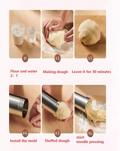 Electric Pasta Machine, Household Handheld Wireless Noodle Machine. A Homemade Noodle Machine With 10 Types Of Noodle Molds And 2 Types Of Enema Filling Nozzles