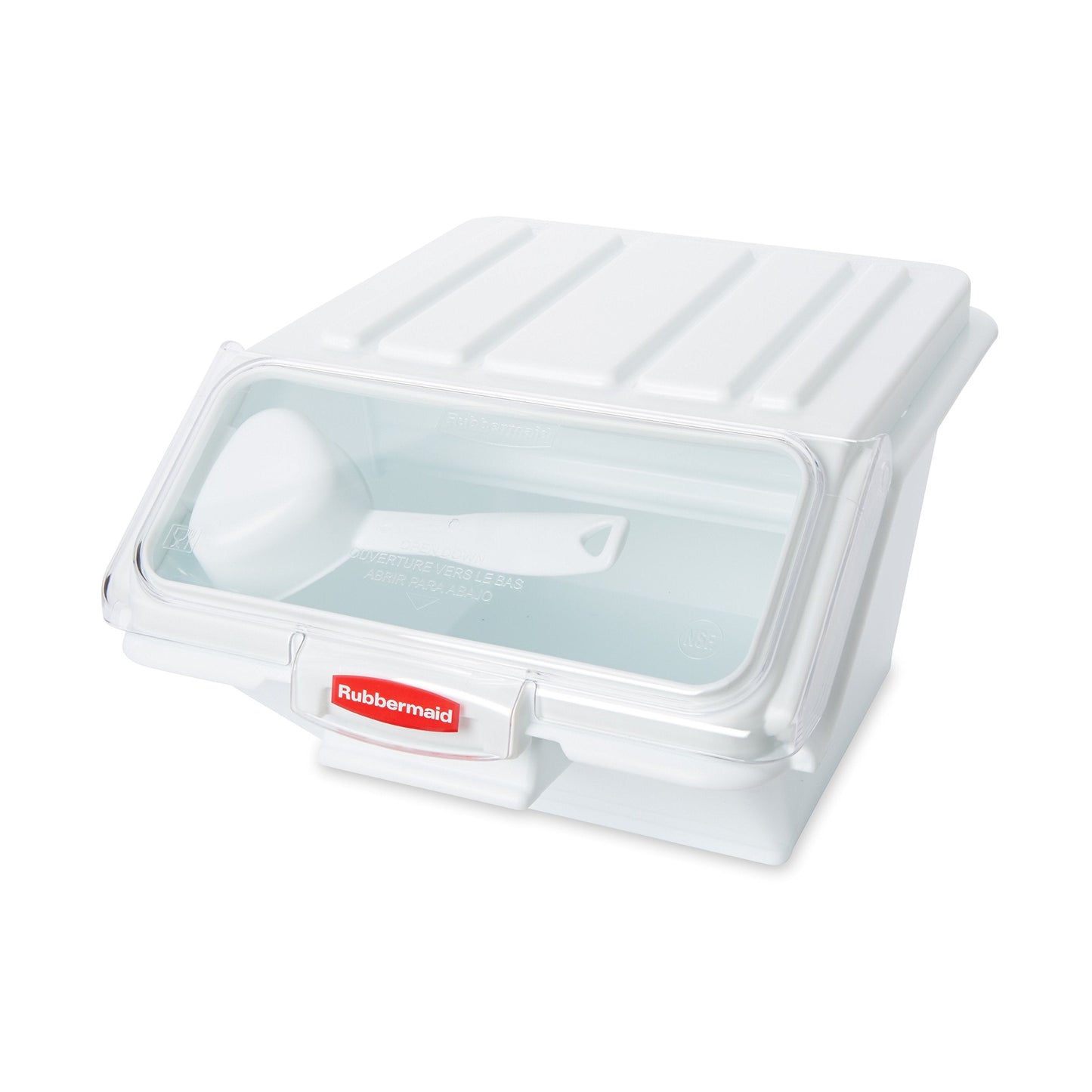 Rubbermaid Commercial Products ProSave Shelf Food Ingredient Bin with Scoop 40-Cup White Kitchen Food Storage Sugar/Grains/Rice/Baking Supplies