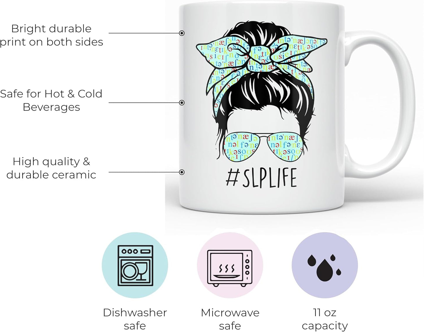YouNique Designs Speech Language Pathology Mug, 11 Ounces, White Coffee Cup for Women, Speech Pathologist Gift