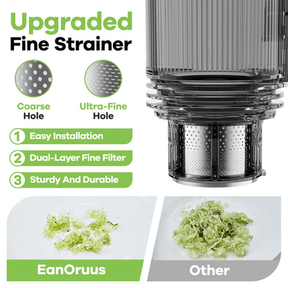 EanOruus Cold Press Juicer, 5.8" Wide Feed Chute Juice Extractor Machine with 400W, High Juice Yield, Slow Masticating Juicer for Whole Vegetables & Fruits, Silver